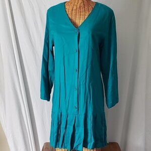 Compagnie Internationale EXPRESS Long Sleeve Dress w/pleated hem in Teal - M/2